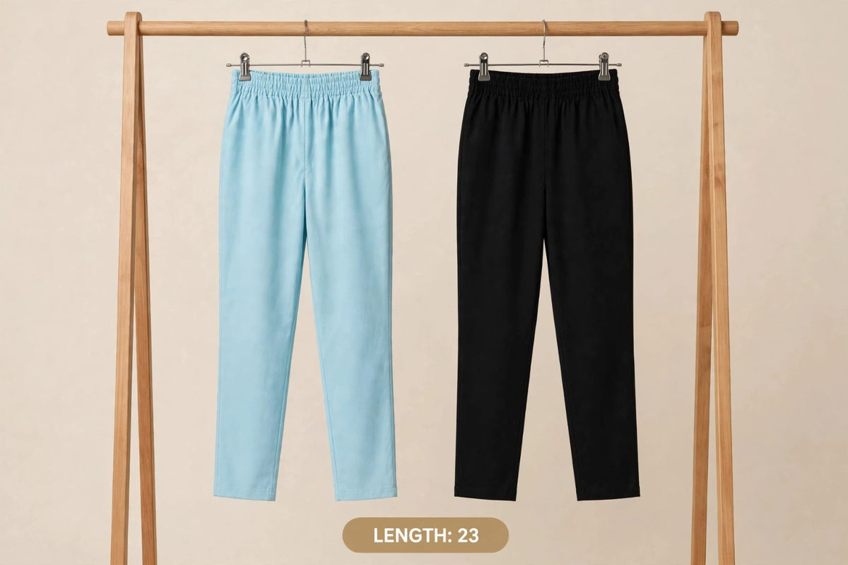 Girls Trousers 2-Piece Set – Light Blue & Black | 23