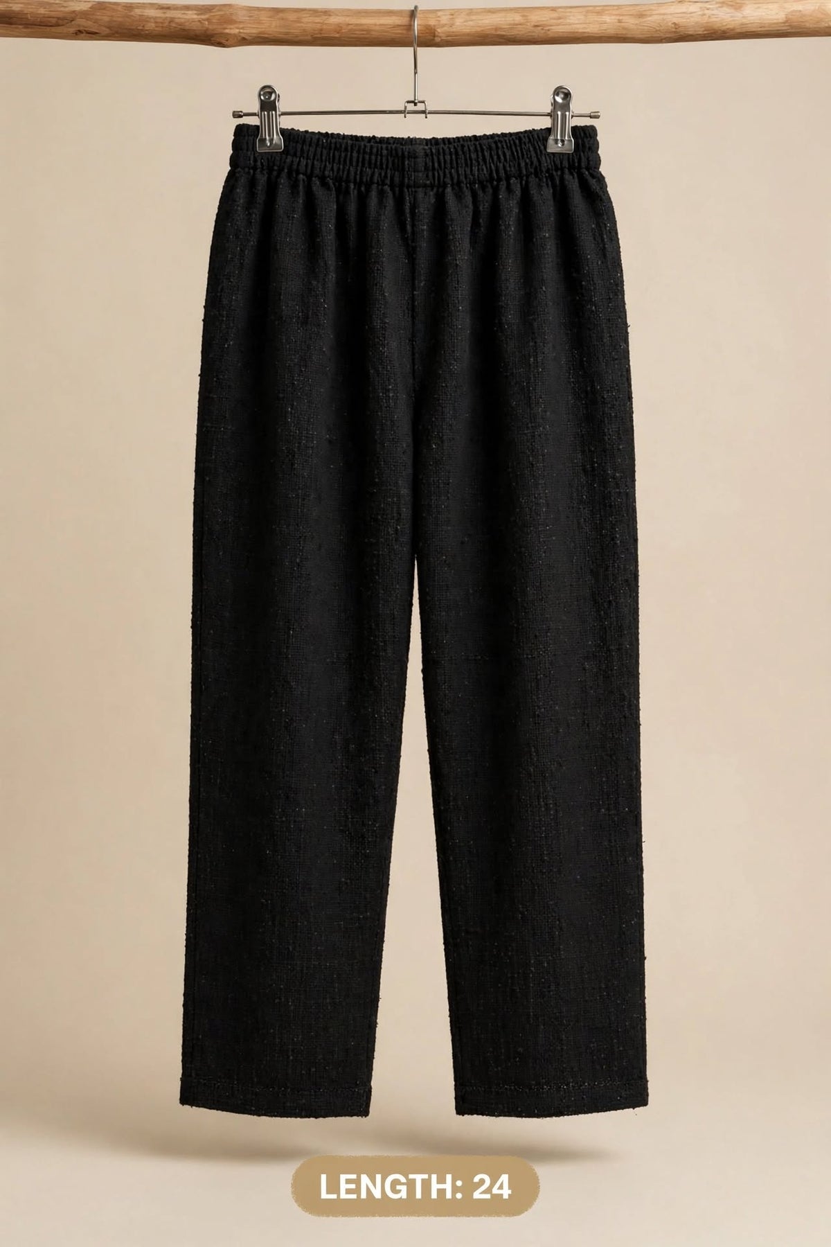 Girls’ Black Khaddar Straight-Fit Trousers