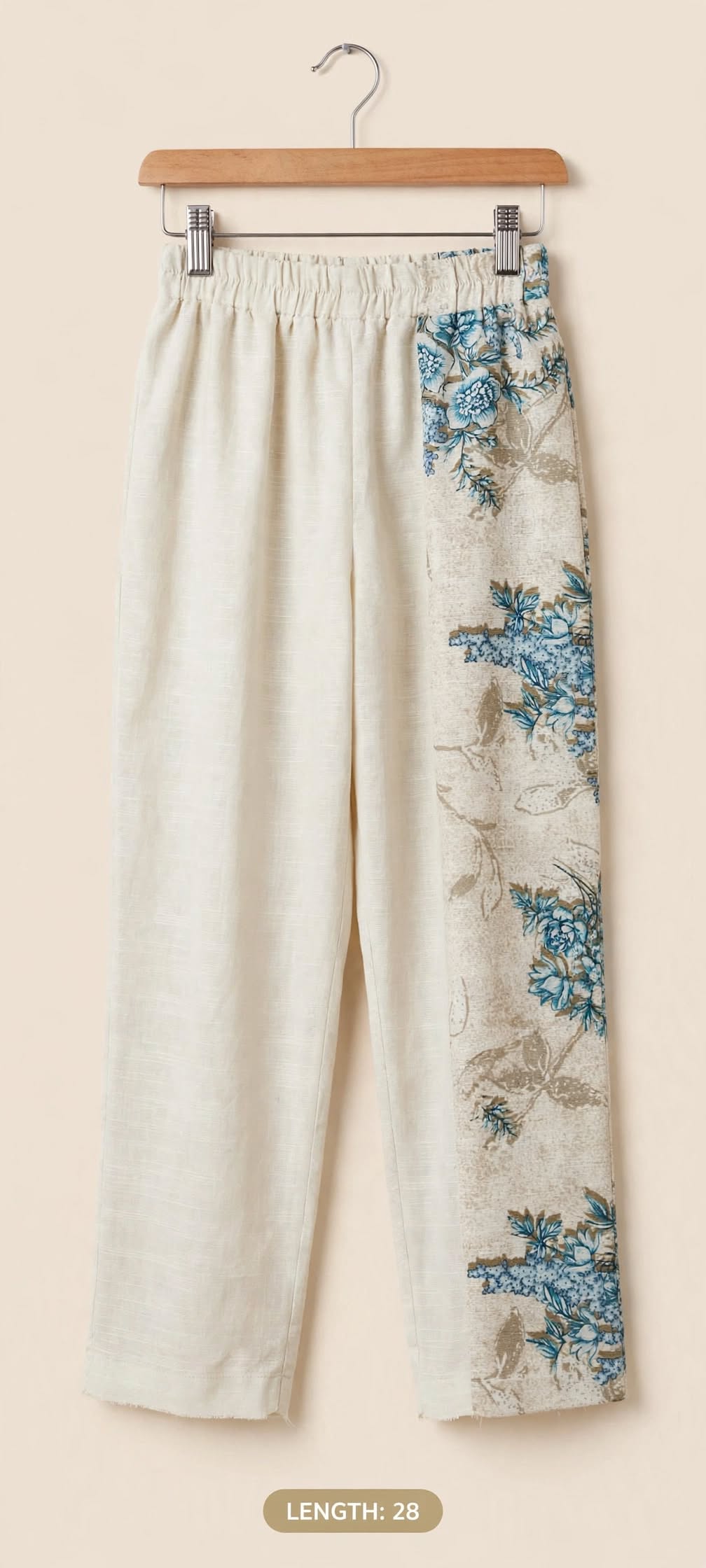 Girls Cotton Straight Trouser with Floral Panel Print - 28"