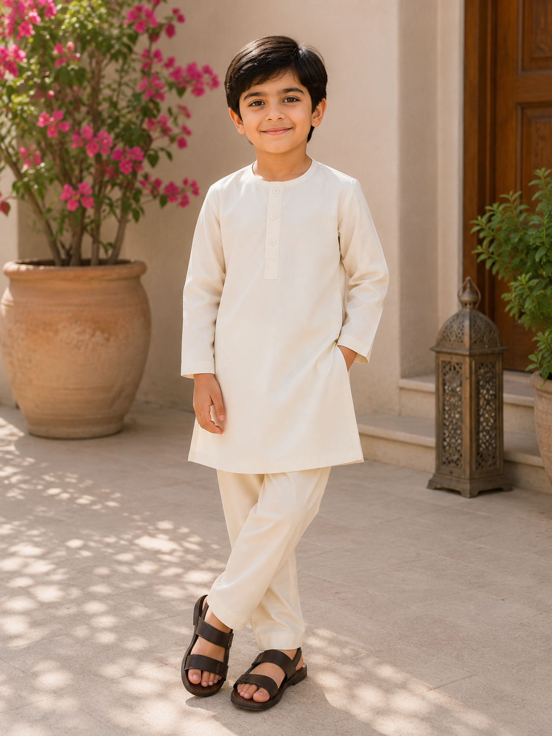 Classic Ivory White Boys Kurta Pajama Set