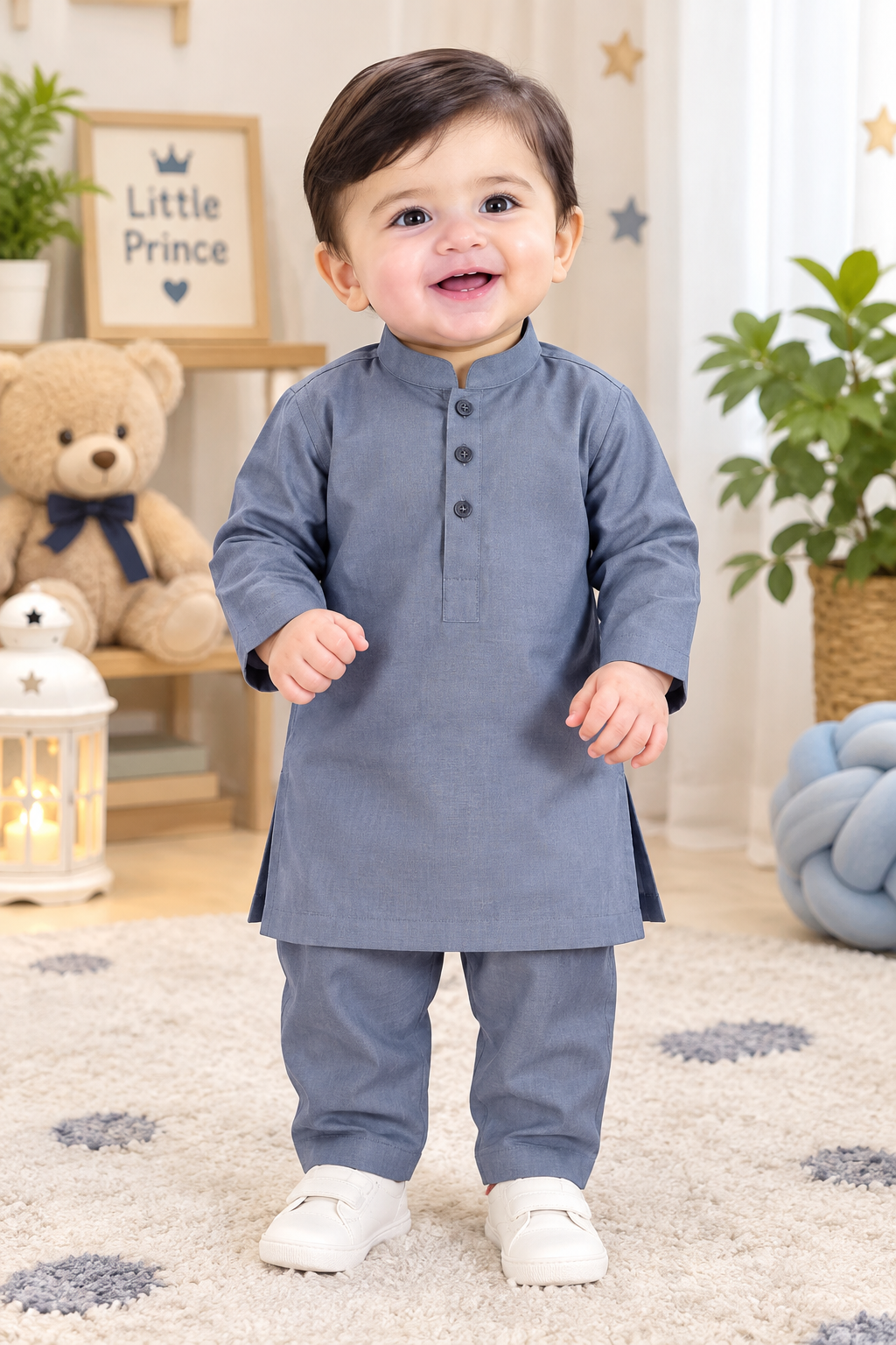 Baby Boy Slate Blue Kurta Pajama Set