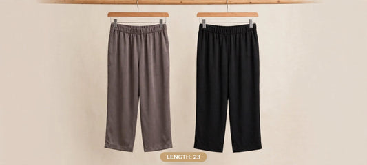Set of 2 Mixed Fabric Trousers – Black & Grey | 23