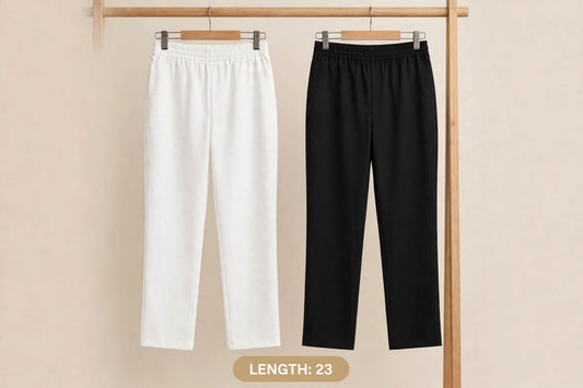 Girls 2-Piece Trouser Set – Black & White Straight-Leg Trousers |  23