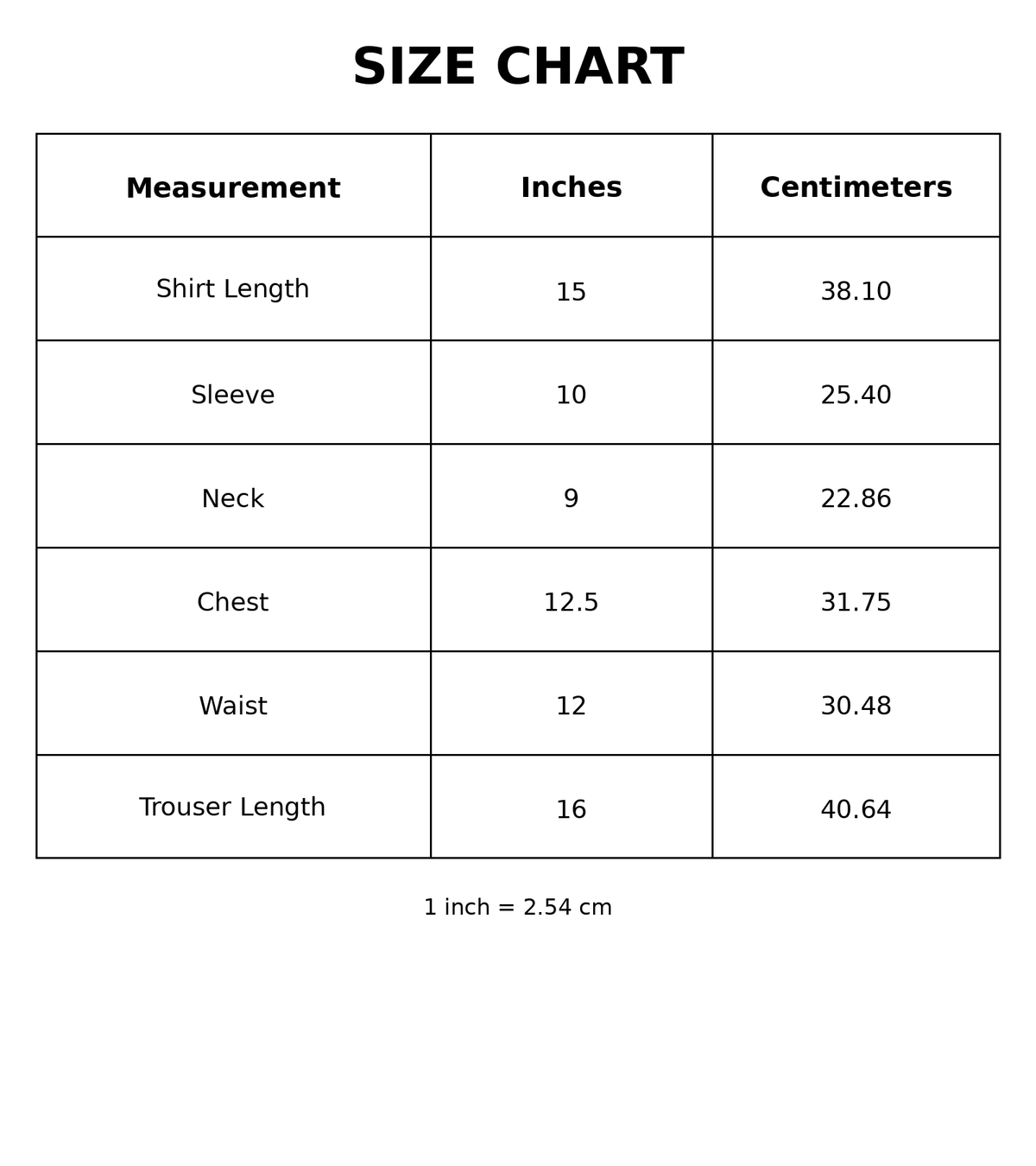 Size Chart
