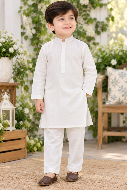 Classic Ivory Boys Kurta Pajama Set