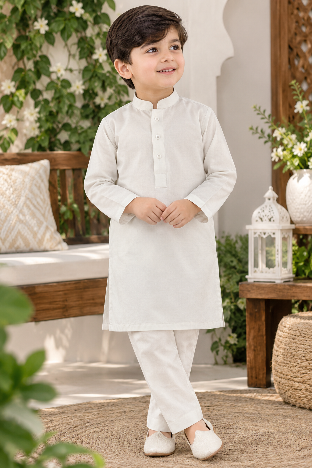 Elegant Ivory Boys Kurta Pajama Set