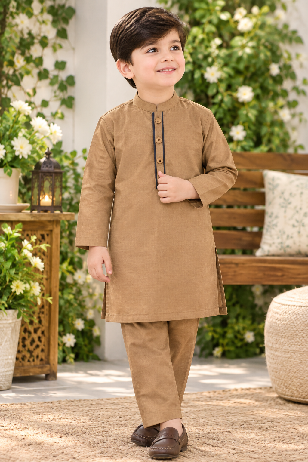 Camel Brown Boys Kurta Pajama – Traditional Festive Wear