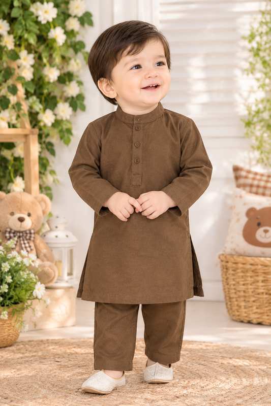 Classic Brown Baby Boy Kurta Pajama Set – Traditional Festive Wear
