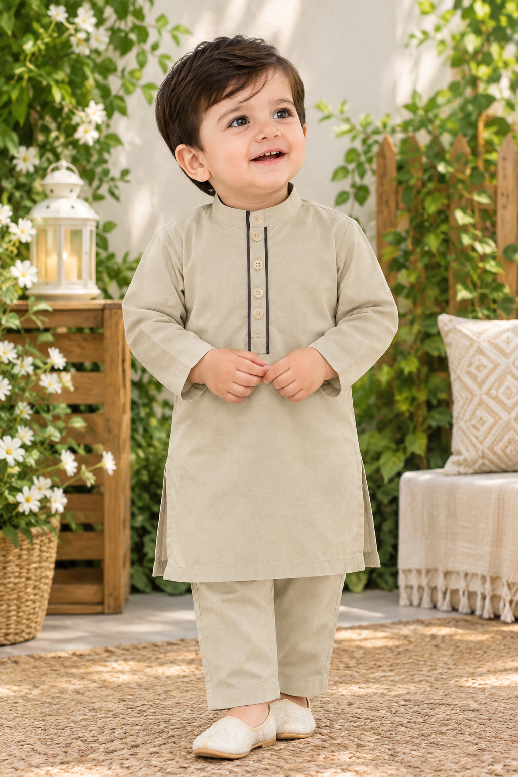 Classic Beige Boys Kurta Pajama Set – Traditional Festive Wear