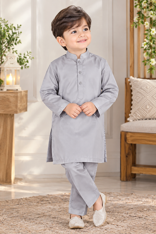 Elegant Light Grey Boys Kurta Pajama Set