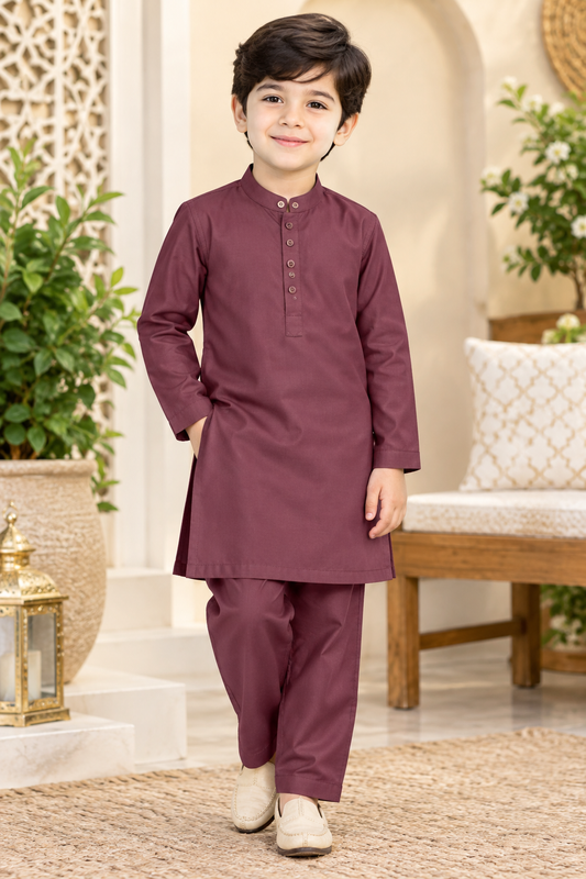 Elegant Maroon Boys Kurta Pajama Set
