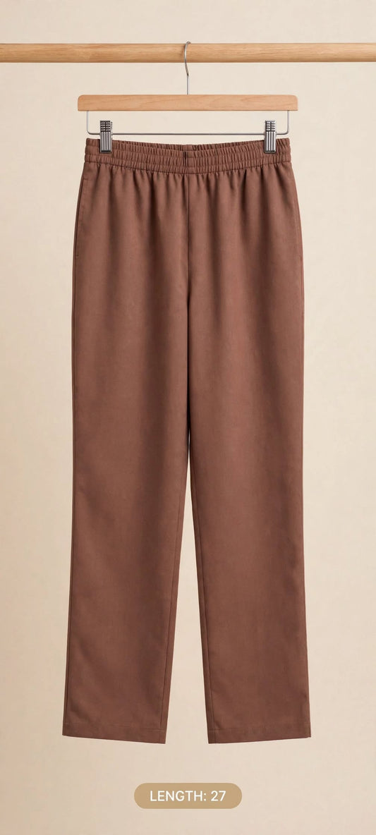 Girls Straight-Leg Elastic Waist Cropped Trouser - 27"
