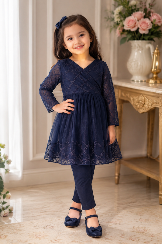 Navy Lace Party Dress for Girls