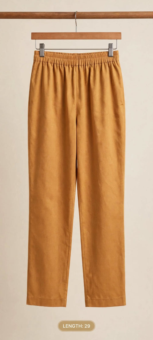 Mustard Mixed Fabric Straight Trouser – 29"