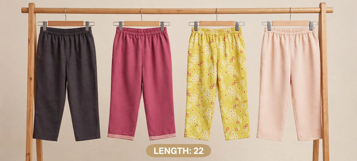 Girls’ & Kids’ Mixed Fabric Trousers –  22"